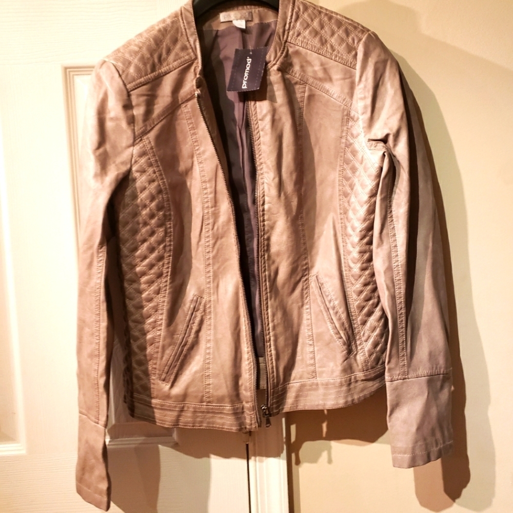 NWT Trendy Faux Leather Jacket In Cool Brown